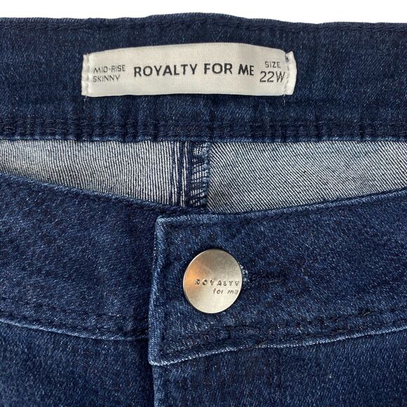 Royalty Skinny Jeans Women's Size 22W Dark Blue Leopard Print Cotton Mid Rise - Picture 5 of 14